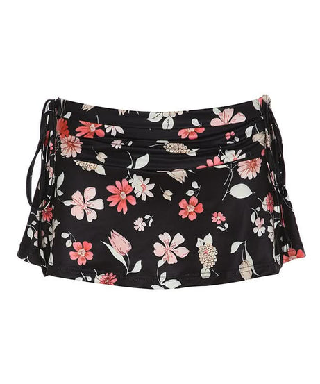 Escape the Chill: Chic Floral Ruched Adjustable Tie Swim Skirt - Resort & Vacation Ready