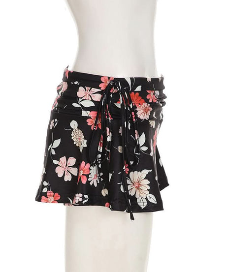 Escape the Chill: Chic Floral Ruched Adjustable Tie Swim Skirt - Resort & Vacation Ready