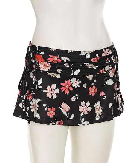 Escape the Chill: Chic Floral Ruched Adjustable Tie Swim Skirt - Resort & Vacation Ready