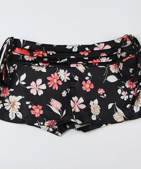 Escape the Chill: Chic Floral Ruched Adjustable Tie Swim Skirt - Resort & Vacation Ready
