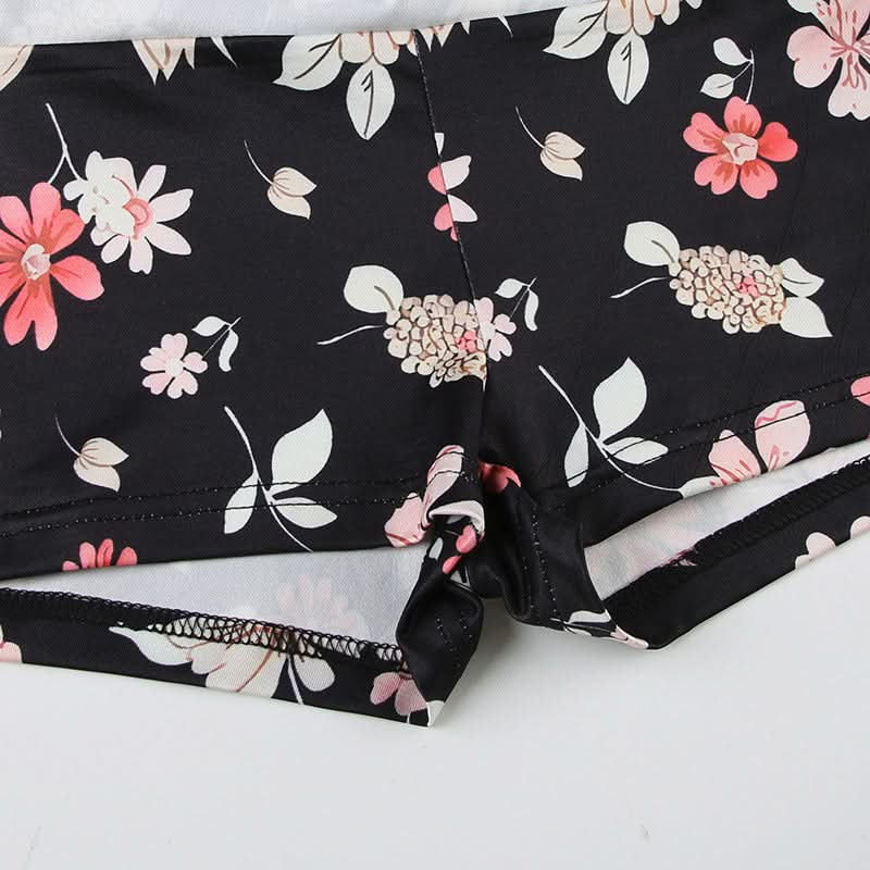 Escape the Chill: Chic Floral Ruched Adjustable Tie Swim Skirt - Resort & Vacation Ready