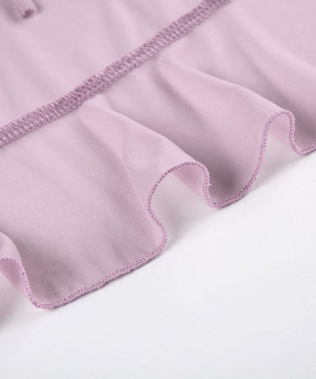 Romantic Lilac Ruffle Tie-Front Sheer Blouse – Chic Fall Layering & Date Night Style