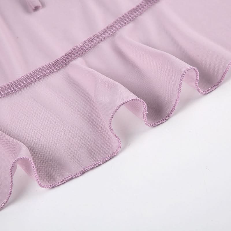 Romantic Lilac Ruffle Tie-Front Sheer Blouse – Chic Fall Layering & Date Night Style
