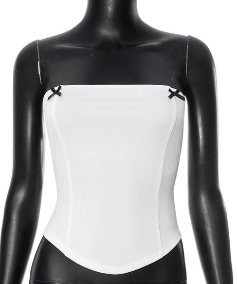 Chic Bow Detail Strapless Top - Your American Fall Style Essential