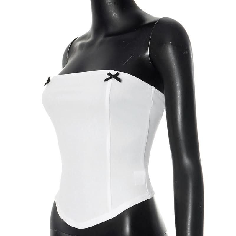 Chic Bow Detail Strapless Top - Your American Fall Style Essential