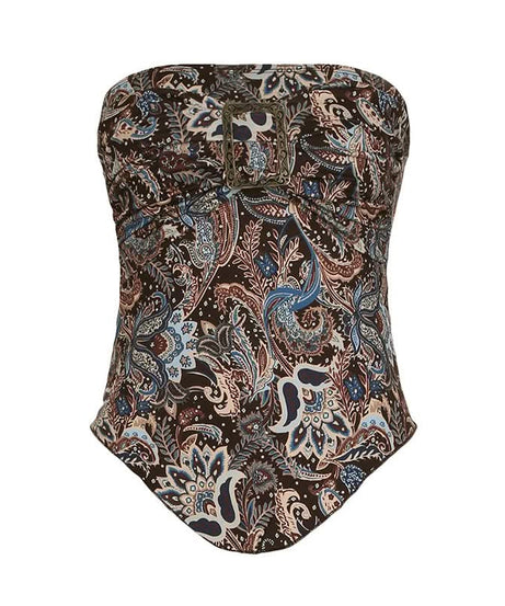 Fall Chic Paisley Buckle Tube Top for Women - Y2K Vintage Strapless Style