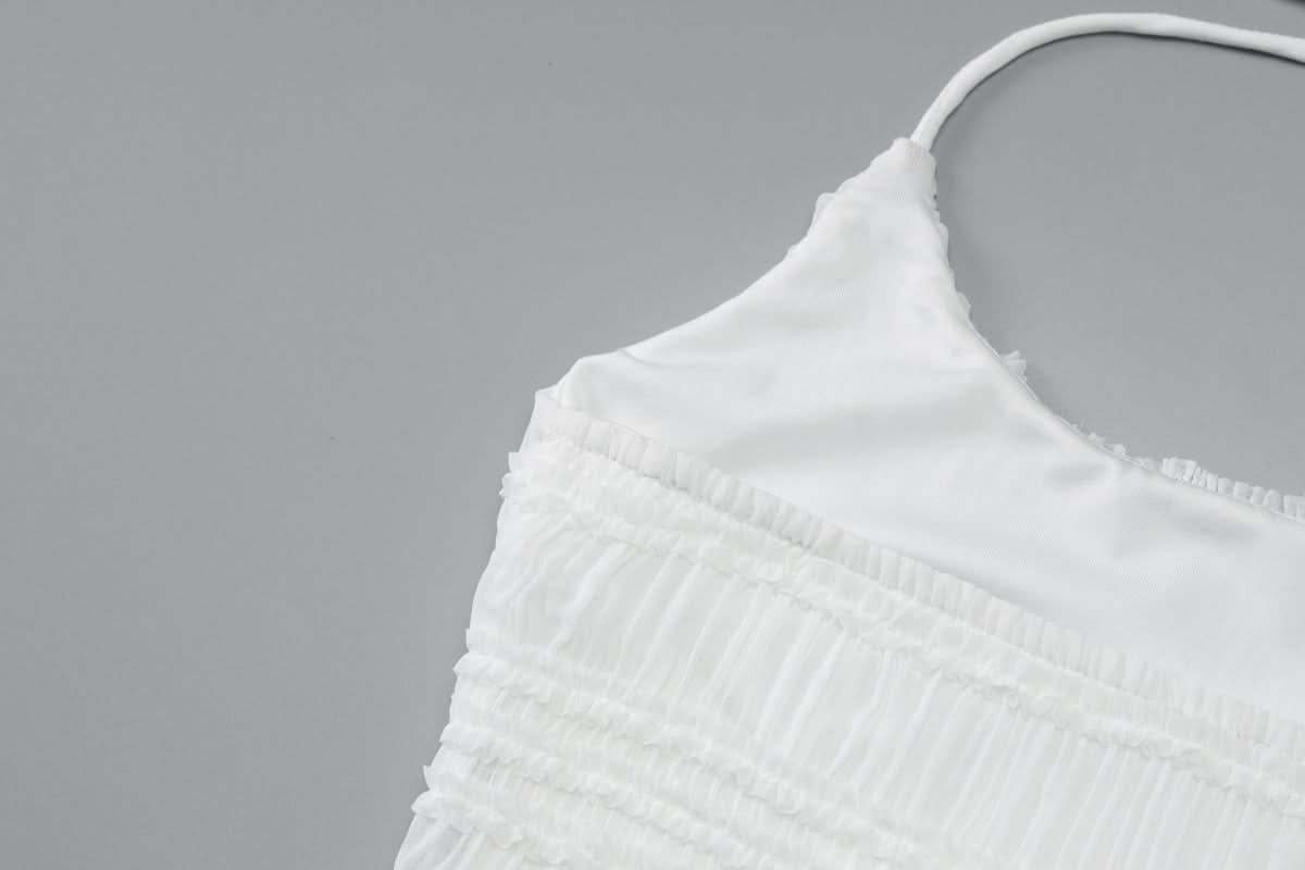 Chic White Halter Ruched Mini Dress - Your Go-To for Holiday Getaways & Resort Evenings