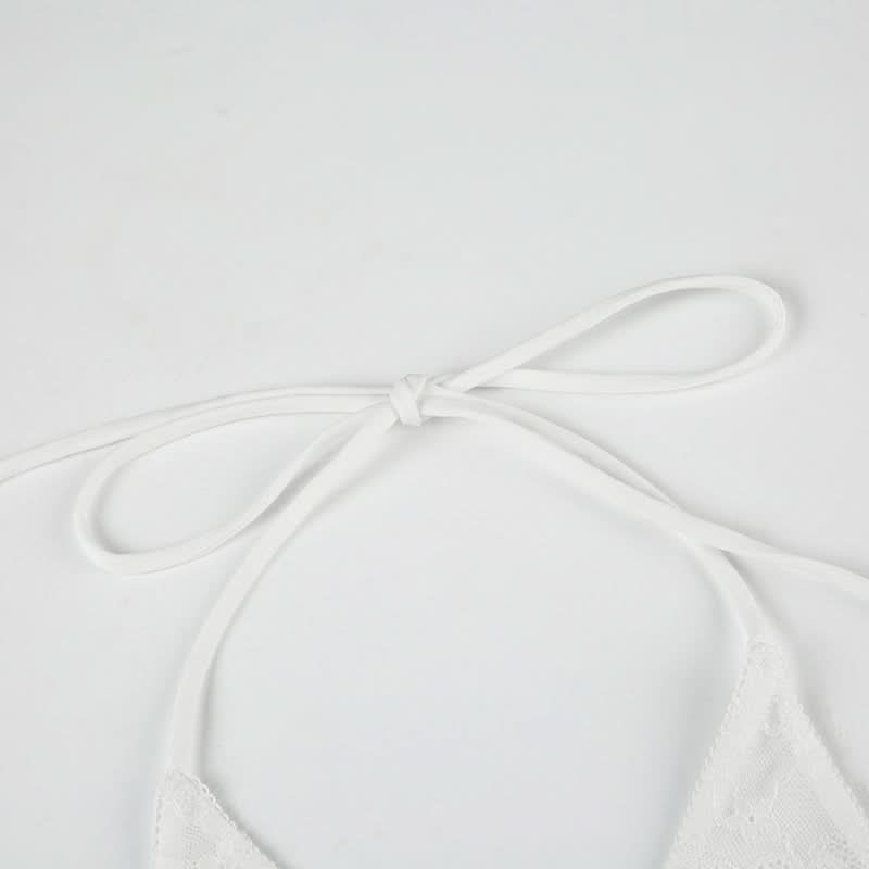 Chic White Lace-Up Halter Top - Trendy Corset Style for Fall & Halloween