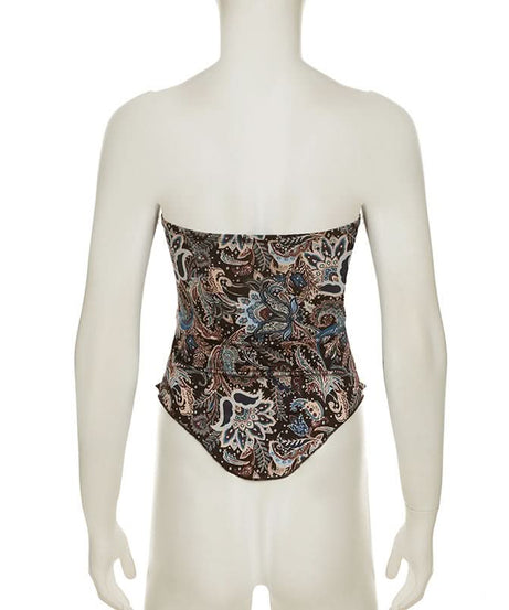Fall Chic Paisley Buckle Tube Top for Women - Y2K Vintage Strapless Style