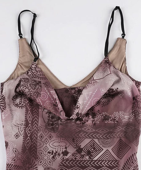 Mystic Bloom Mesh Ruffle Midi Dress | Asymmetrical Hem Cami Slip for Fall