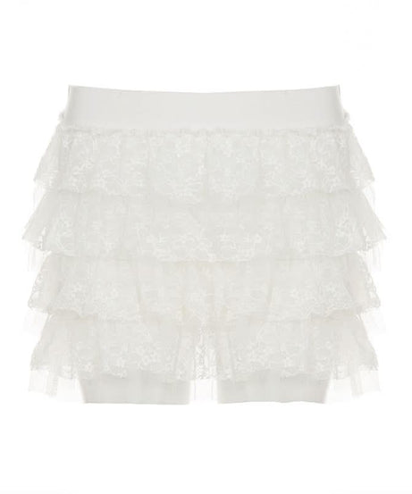 Playful White Lace Tiered Ruffle Mini Skort – Your Go-To for Fall Parties & Costumes!