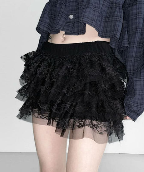 Playful White Lace Tiered Ruffle Mini Skort – Your Go-To for Fall Parties & Costumes!