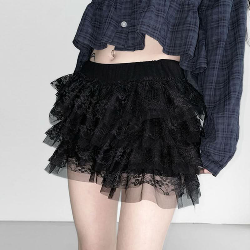 Playful White Lace Tiered Ruffle Mini Skort – Your Go-To for Fall Parties & Costumes!