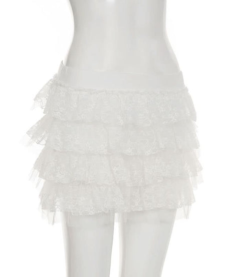 Playful White Lace Tiered Ruffle Mini Skort – Your Go-To for Fall Parties & Costumes!
