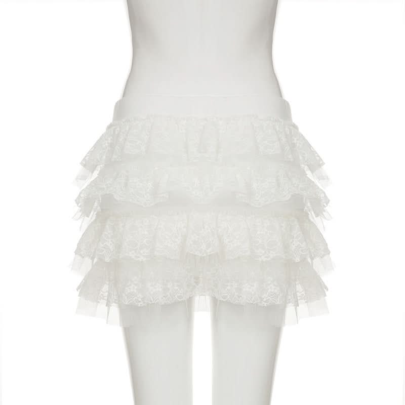 Playful White Lace Tiered Ruffle Mini Skort – Your Go-To for Fall Parties & Costumes!