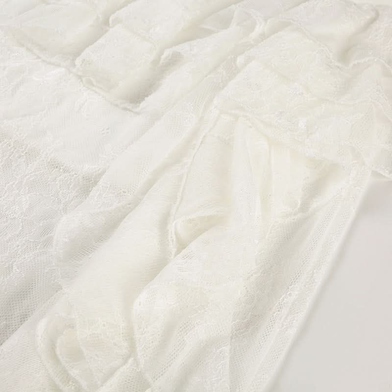 Ethereal Lace Two-Piece Set: Bell Sleeve Tie-Front Top & Ruffle Maxi Skirt – Perfect for Fall Getaways & Bridal Chic