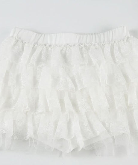 Playful White Lace Tiered Ruffle Mini Skort – Your Go-To for Fall Parties & Costumes!
