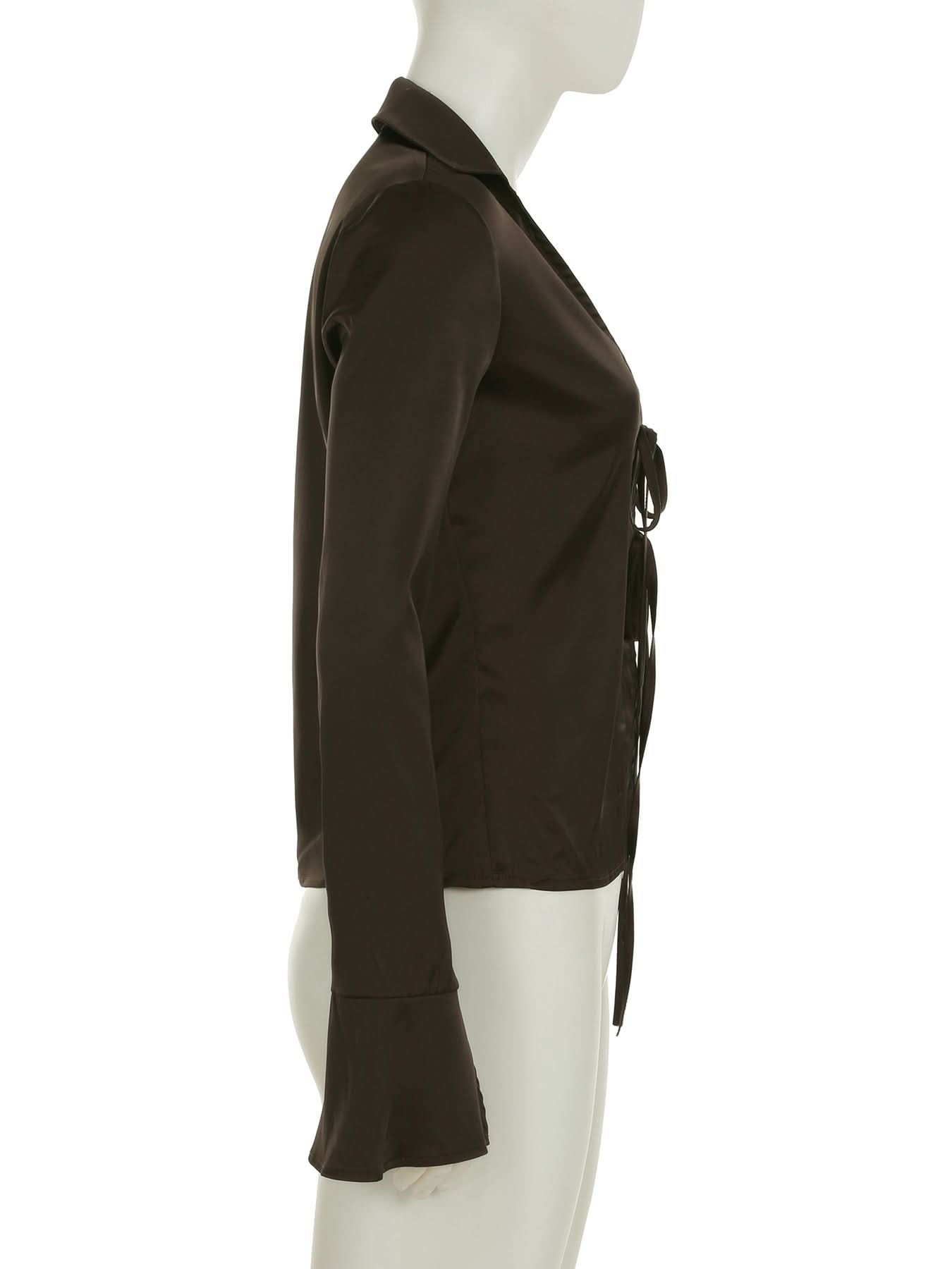 Espresso Chic: Tie-Front Bell Sleeve V-Neck Top | Effortless Fall Fashion