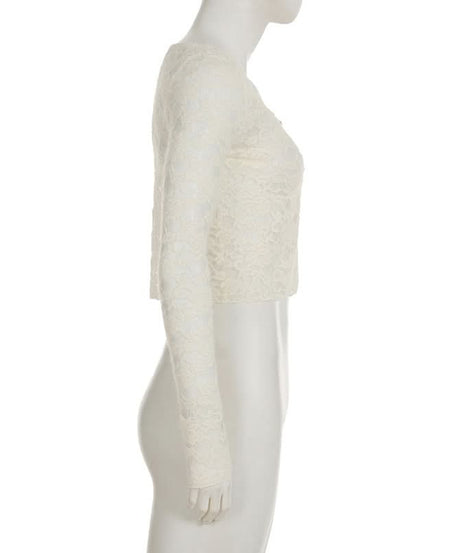 Romantic Floral Lace Long Sleeve Crop Top | Delicate Button-Front Elegance for Fall