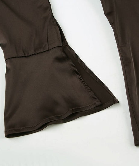 Espresso Chic: Tie-Front Bell Sleeve V-Neck Top | Effortless Fall Fashion