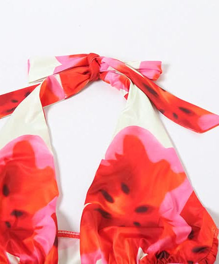 Vibrant Bloom Halter Cut-Out Maxi Dress - Your Go-To for Holiday Getaways & Resort Chic