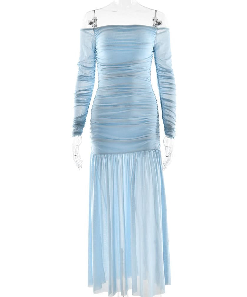 Effortless Elegance Off-Shoulder Ruched Maxi Dress - Your Chic Choice for Fall & Holiday Events