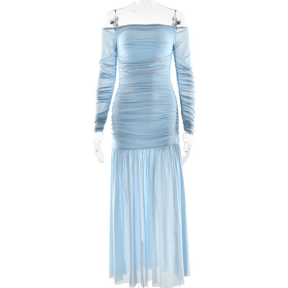 Effortless Elegance Off-Shoulder Ruched Maxi Dress - Your Chic Choice for Fall & Holiday Events