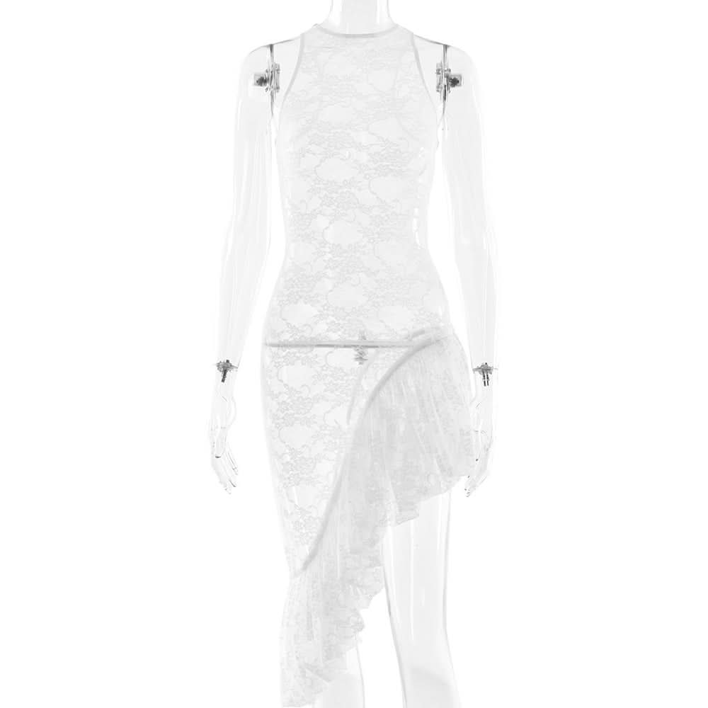 Radiant Yellow Lace Halter Maxi Cover-Up Dress - Your Sheer Resort & Vacation Essential