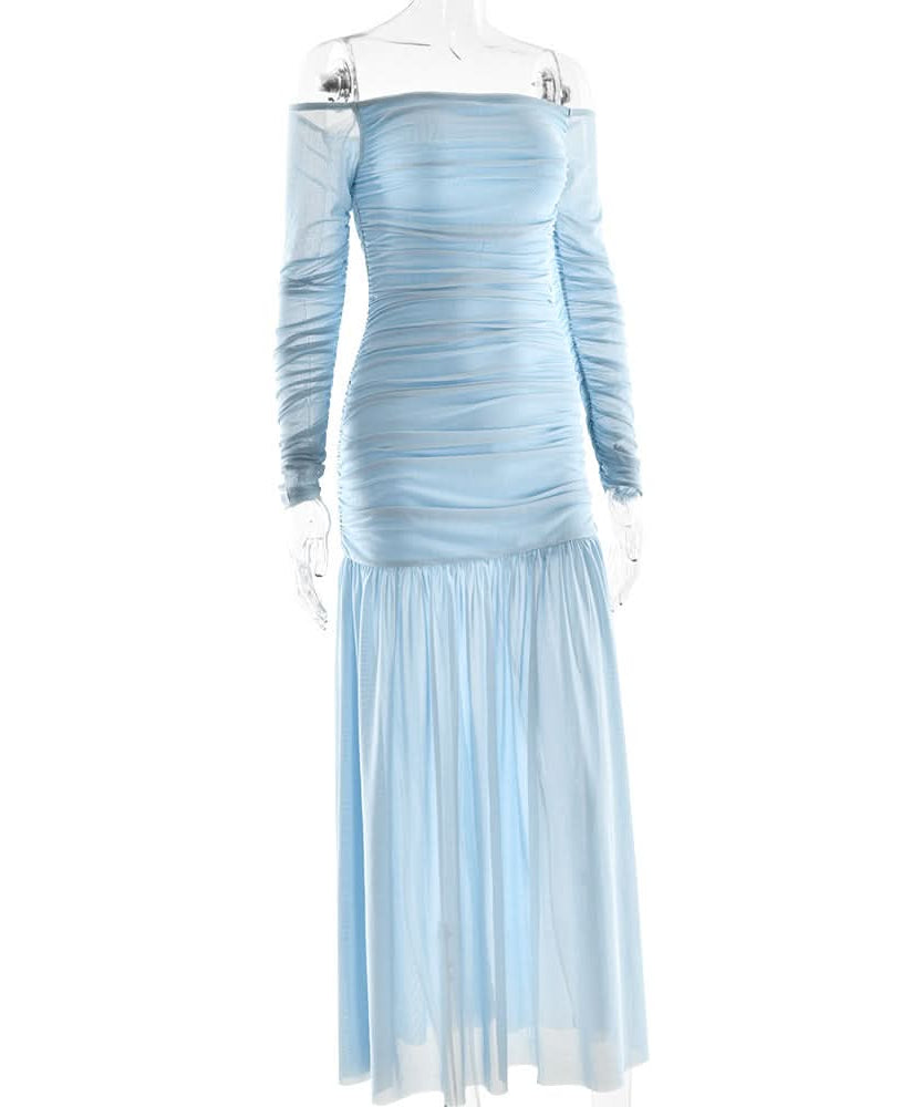 Effortless Elegance Off-Shoulder Ruched Maxi Dress - Your Chic Choice for Fall & Holiday Events