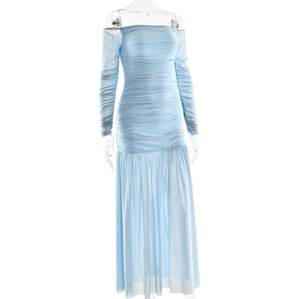 Effortless Elegance Off-Shoulder Ruched Maxi Dress - Your Chic Choice for Fall & Holiday Events