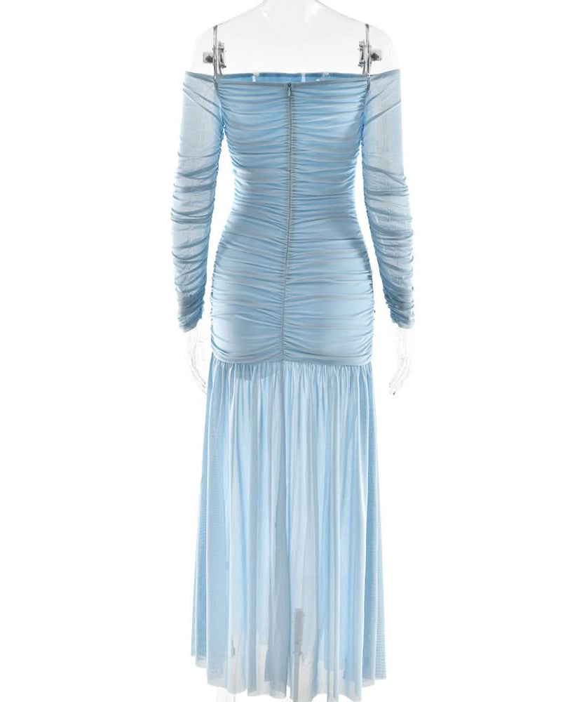 Effortless Elegance Off-Shoulder Ruched Maxi Dress - Your Chic Choice for Fall & Holiday Events