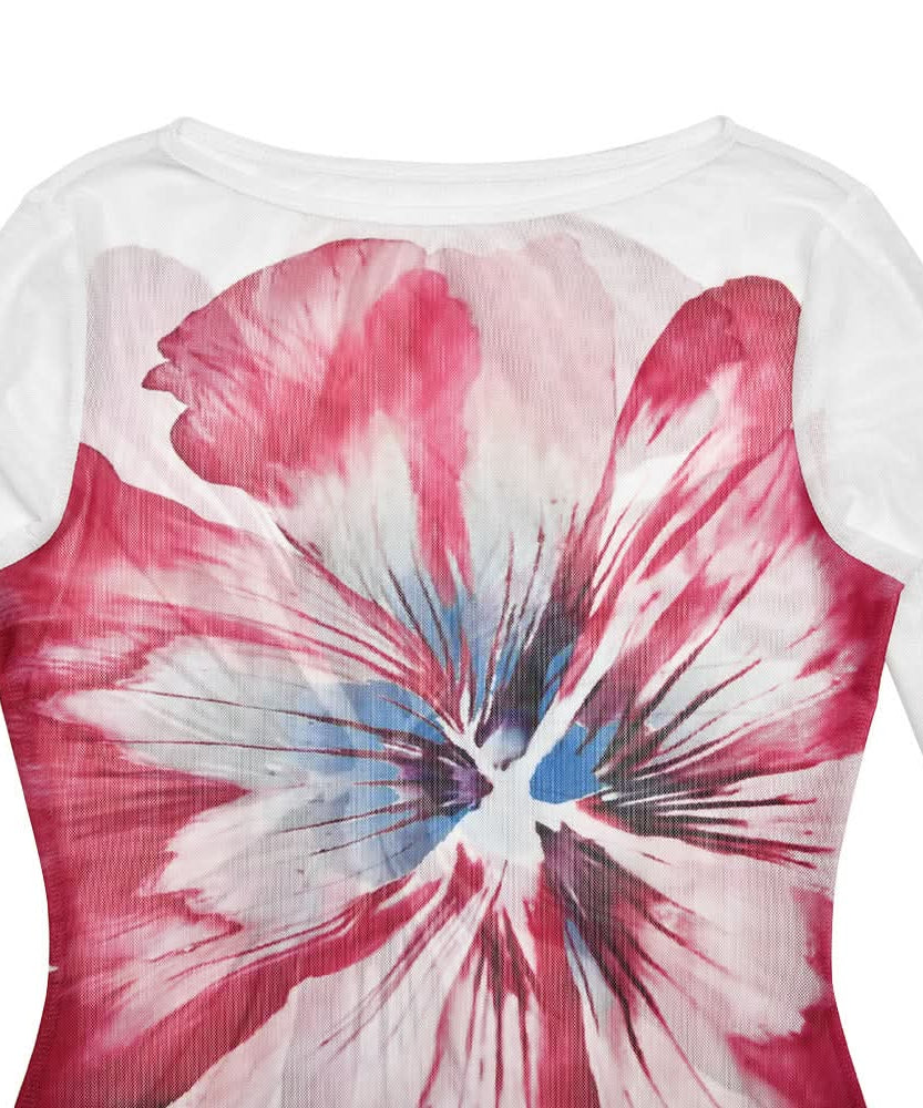 Vibrant Floral Mesh Maxi Dress - Long Sleeve Bodycon for Fall Events & Chic Style