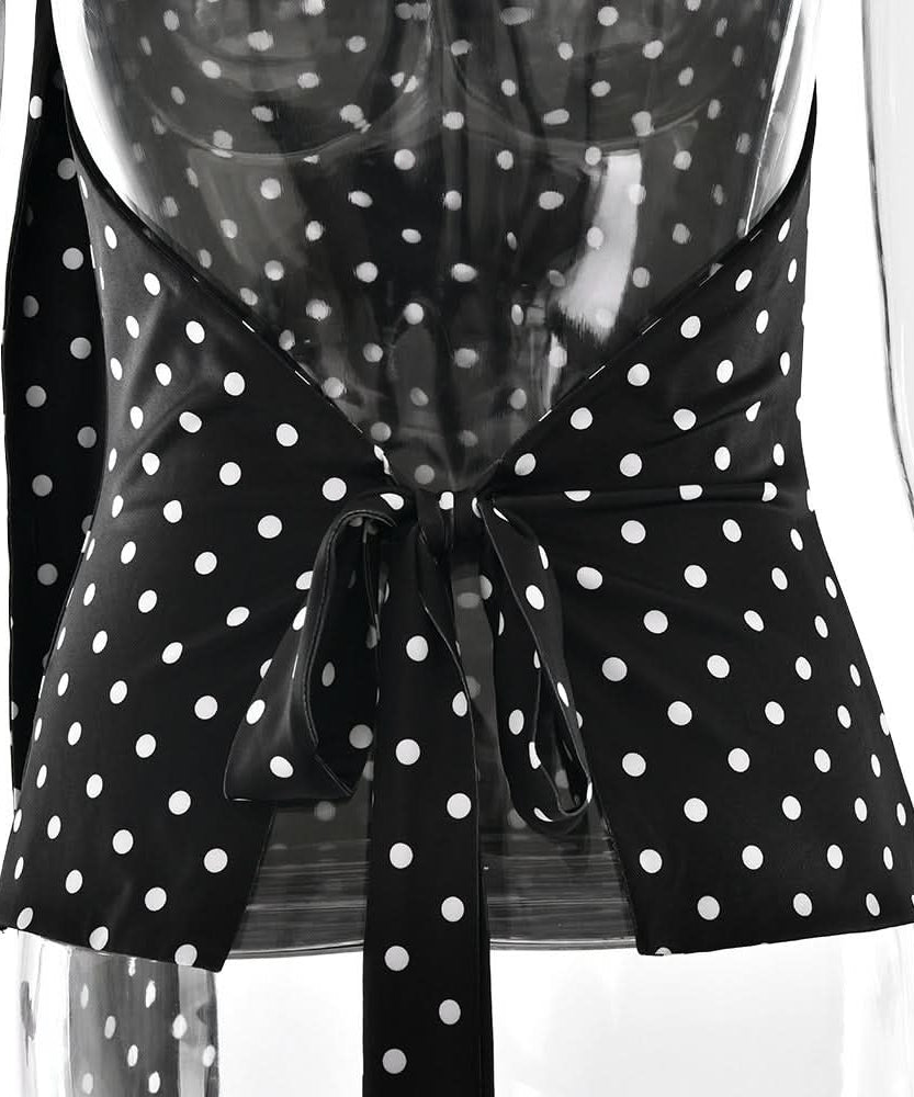 Retro Chic Polka Dot Halter Top with Buckle & Tie | Fall & Holiday Party Glamour