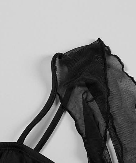 Elegant Black Ruffle Maxi Dress with Sheer Draped Accents | Fall & Holiday Party Ready