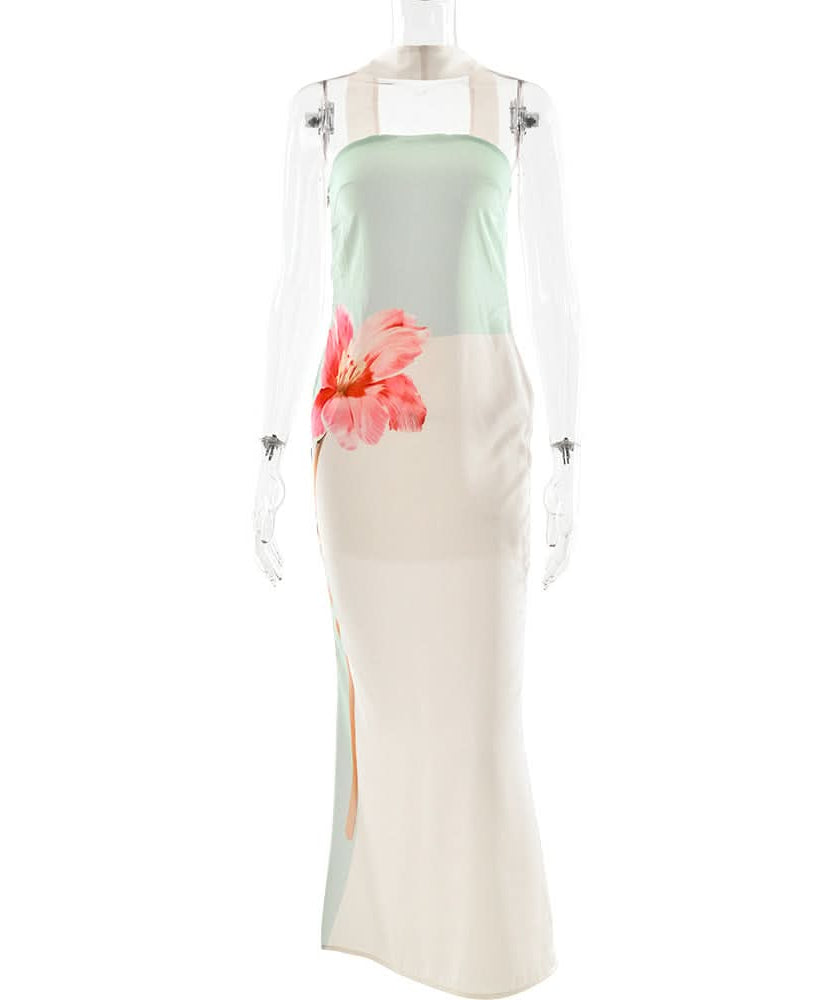 Elegant Tropical Bloom Halter Maxi Dress – Your Fall Getaway & Resort Essential