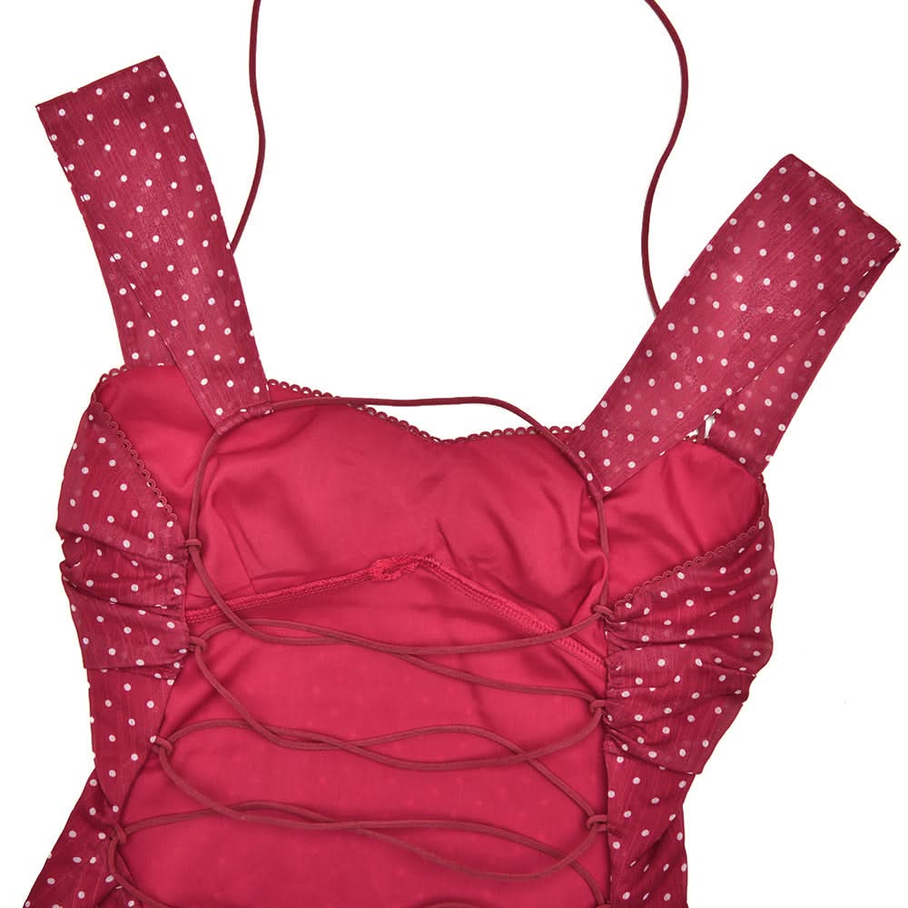 Flirty Red Polka Dot Halter Mini Dress - Chic Vintage Style for Fall Nights & Holiday Parties