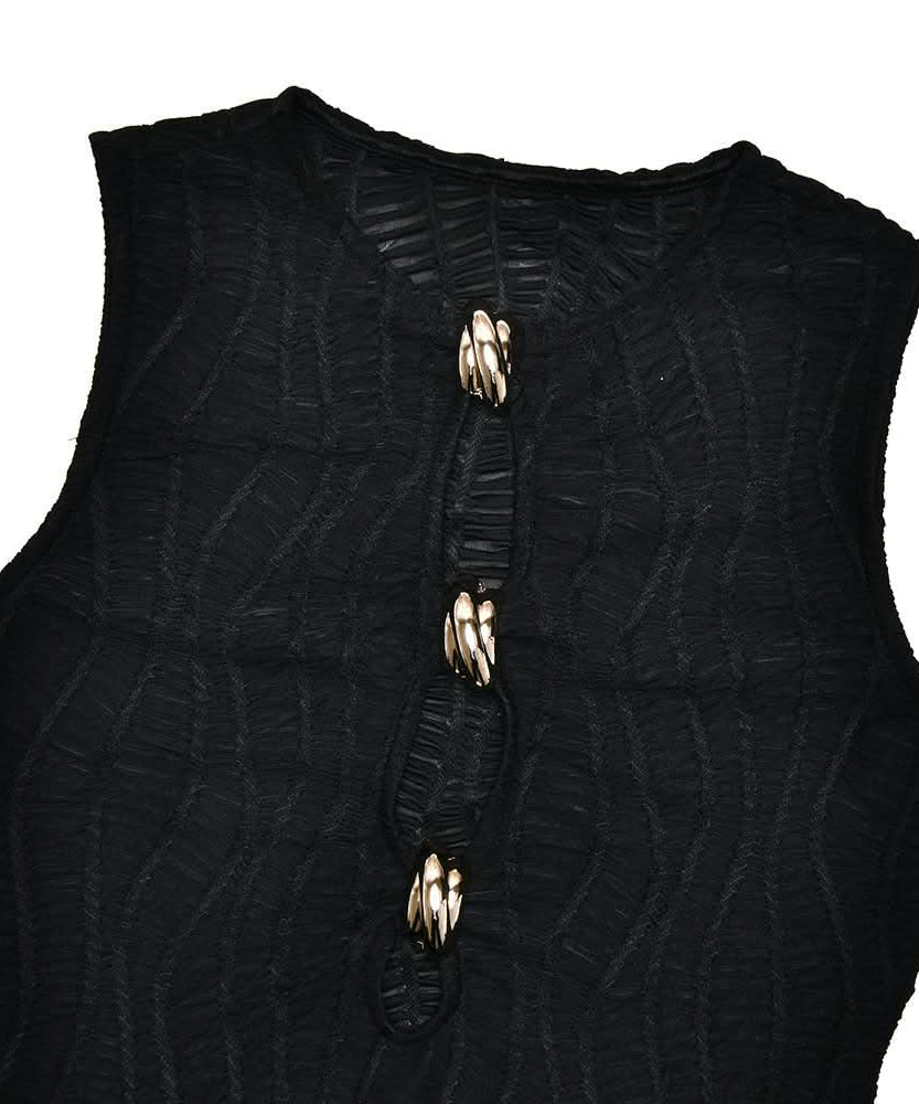 Dazzle & Shine: Black Ruched Cutout Mini Dress with Gold Hardware | Fall & Holiday Party Perfect