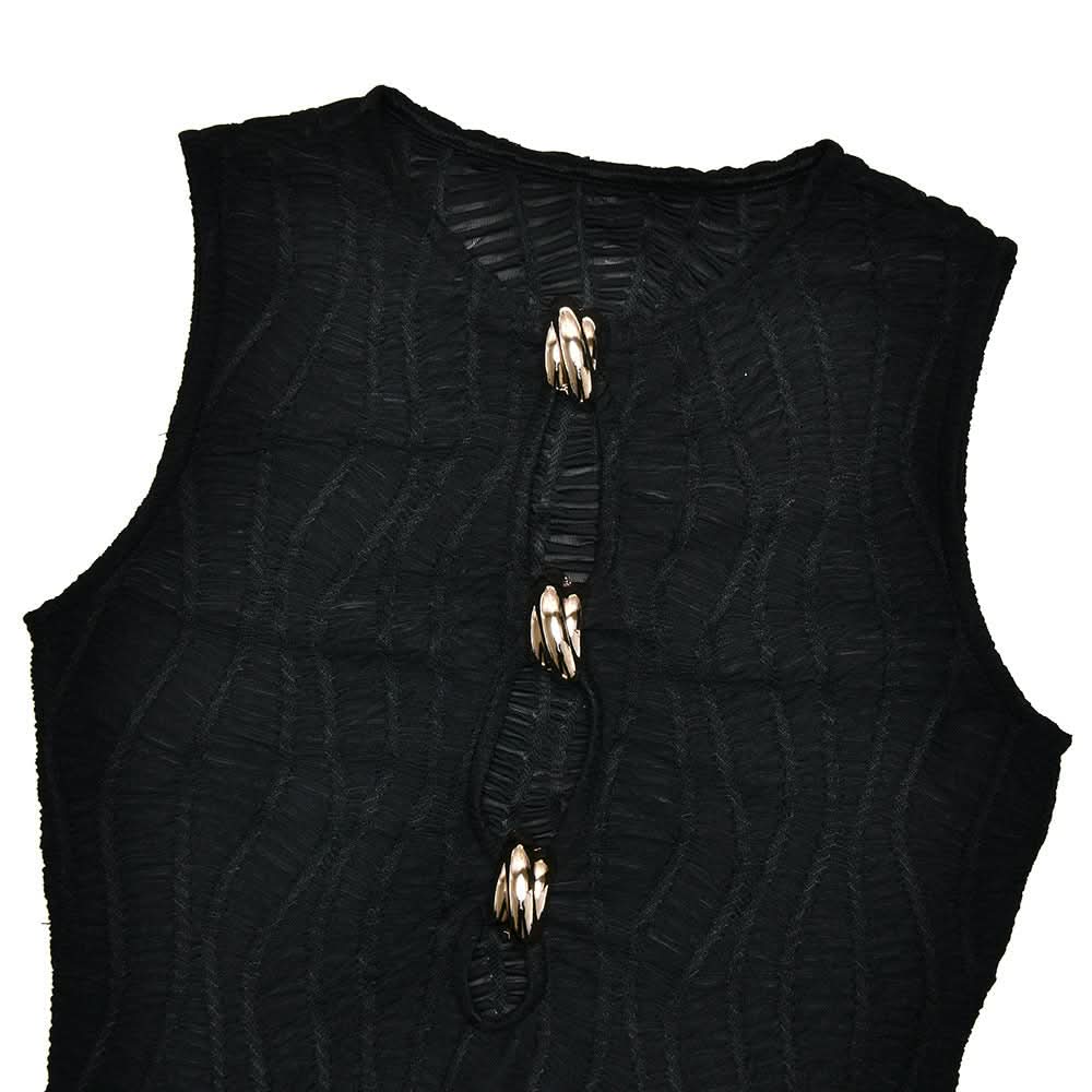 Dazzle & Shine: Black Ruched Cutout Mini Dress with Gold Hardware | Fall & Holiday Party Perfect