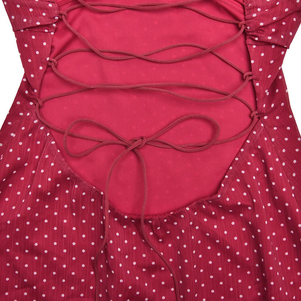 Flirty Red Polka Dot Halter Mini Dress - Chic Vintage Style for Fall Nights & Holiday Parties