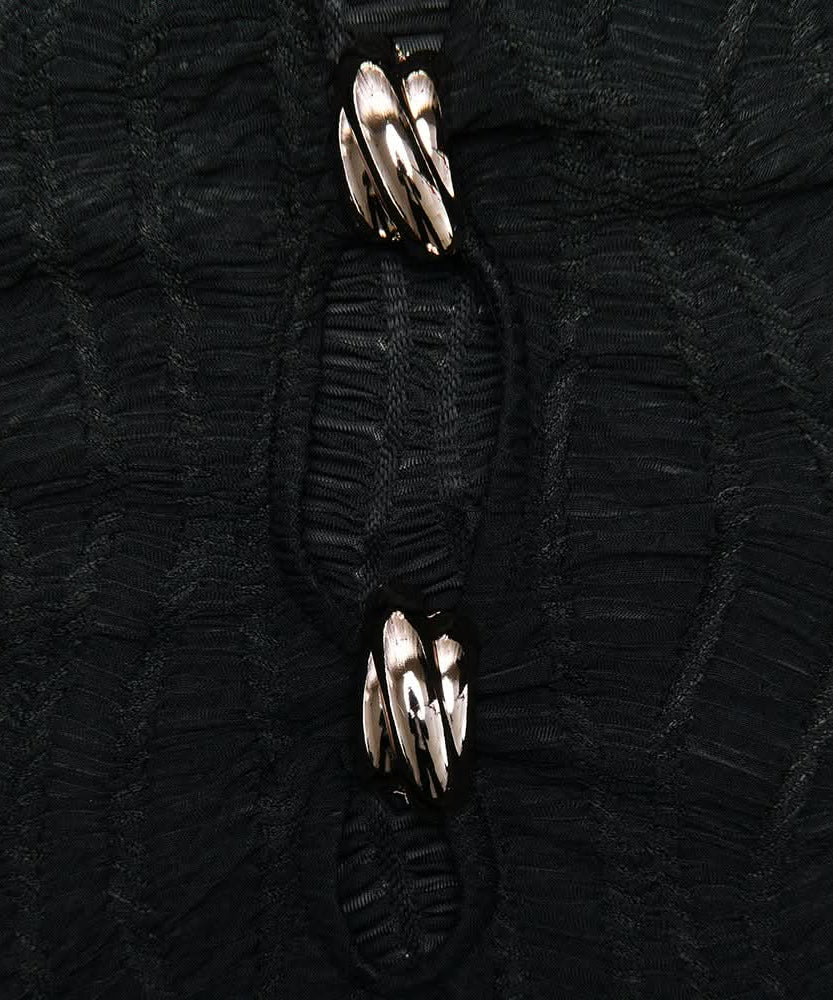 Dazzle & Shine: Black Ruched Cutout Mini Dress with Gold Hardware | Fall & Holiday Party Perfect