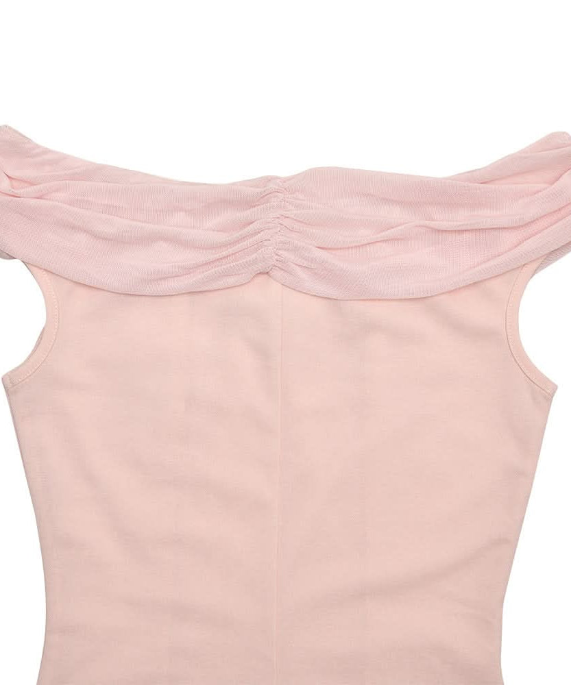 Blush Pink Off-Shoulder Mesh Maxi Dress - Enchanting Fall Gala & Holiday Party Gown