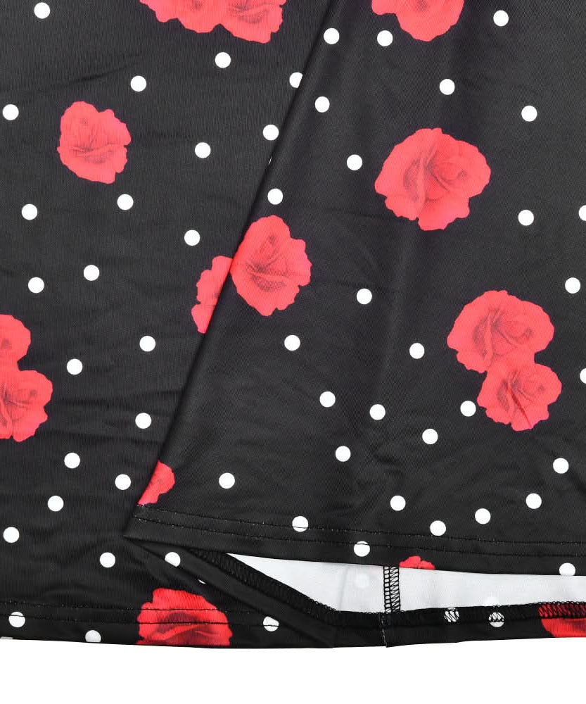 Vintage Chic Red Rose & Polka Dot Halter Maxi Dress - Fall & Holiday Glamour