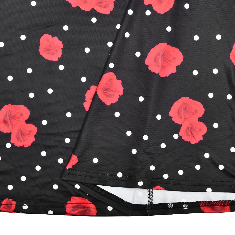 Vintage Chic Red Rose & Polka Dot Halter Maxi Dress - Fall & Holiday Glamour