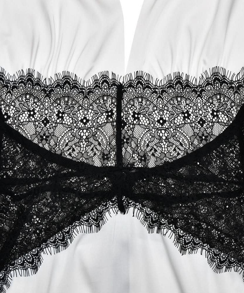 Chic White Halter Maxi Dress with Alluring Black Lace Detail - Your Holiday & NYE Glamour Statement