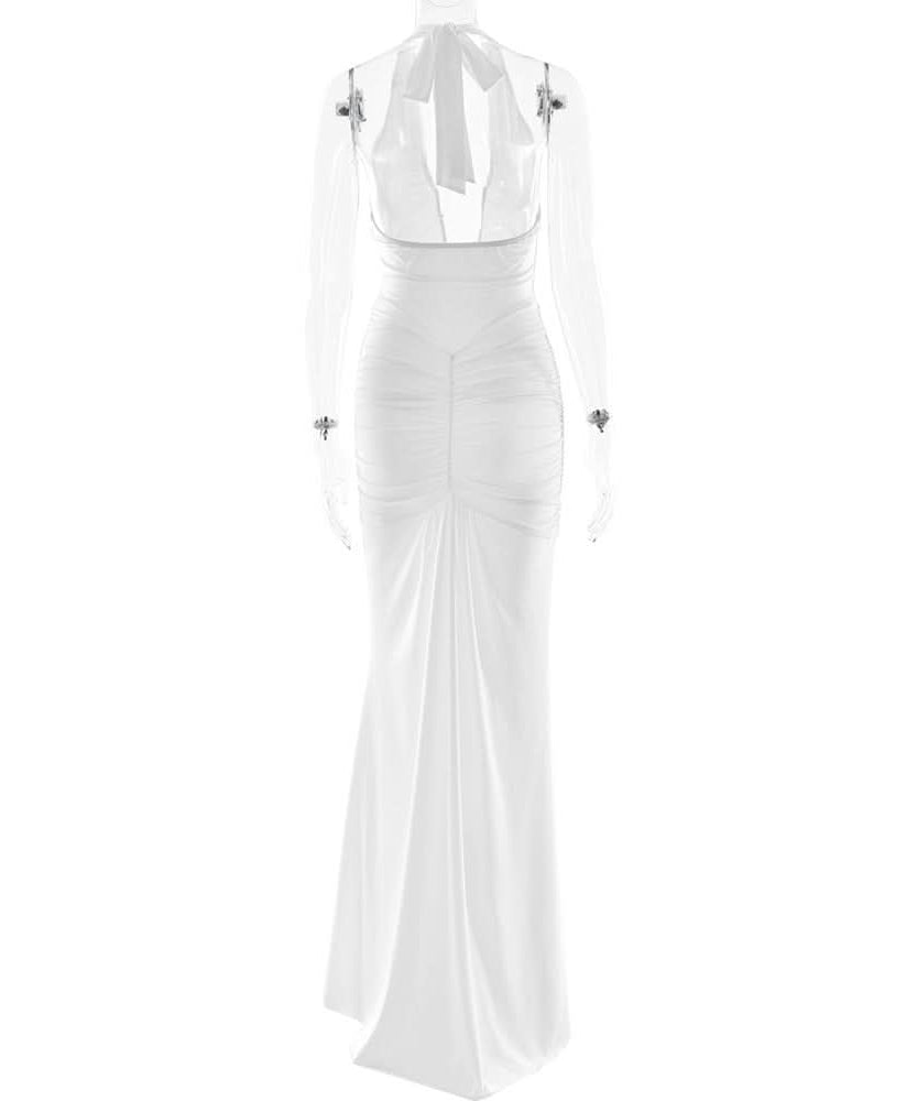 Timeless Black Halter Deep V Ruched Maxi Gown | Fall Gala & Holiday Party Glamour