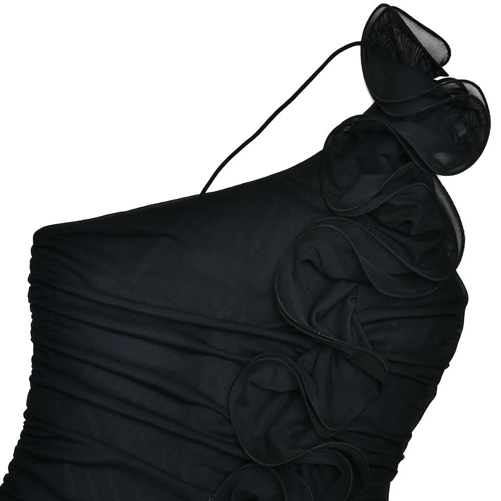 Elegant Black One-Shoulder Ruffle Maxi Gown - Your Fall & Holiday Event Showstopper