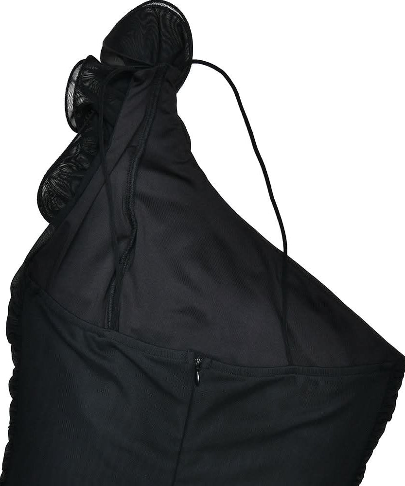 Elegant Black One-Shoulder Ruffle Maxi Gown - Your Fall & Holiday Event Showstopper