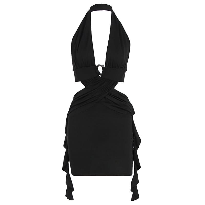 Fierce O-Ring Halter Cutout Mini Dress | Your Halloween Party & Fall Night Out Statement LBD