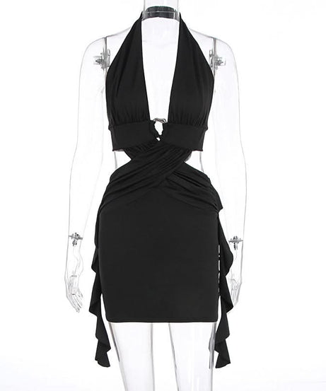 Fierce O-Ring Halter Cutout Mini Dress | Your Halloween Party & Fall Night Out Statement LBD