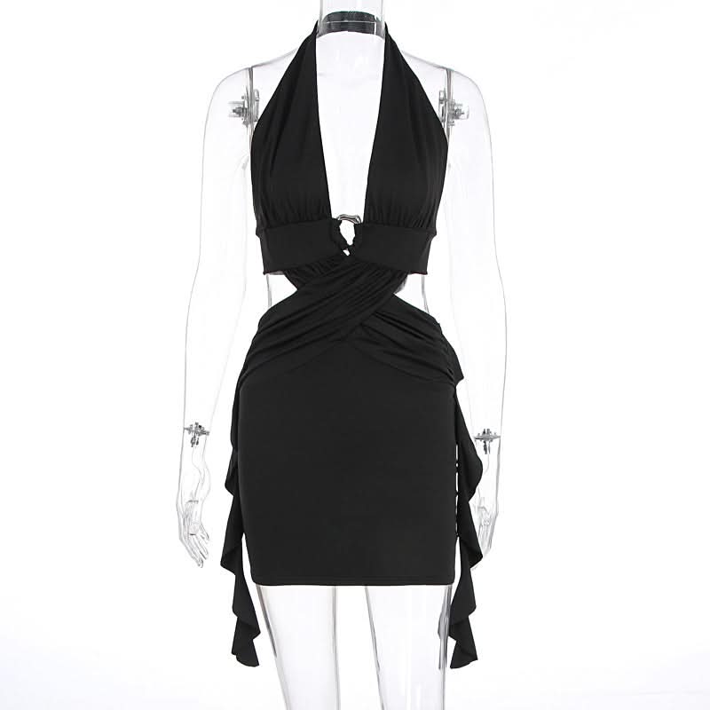 Fierce O-Ring Halter Cutout Mini Dress | Your Halloween Party & Fall Night Out Statement LBD